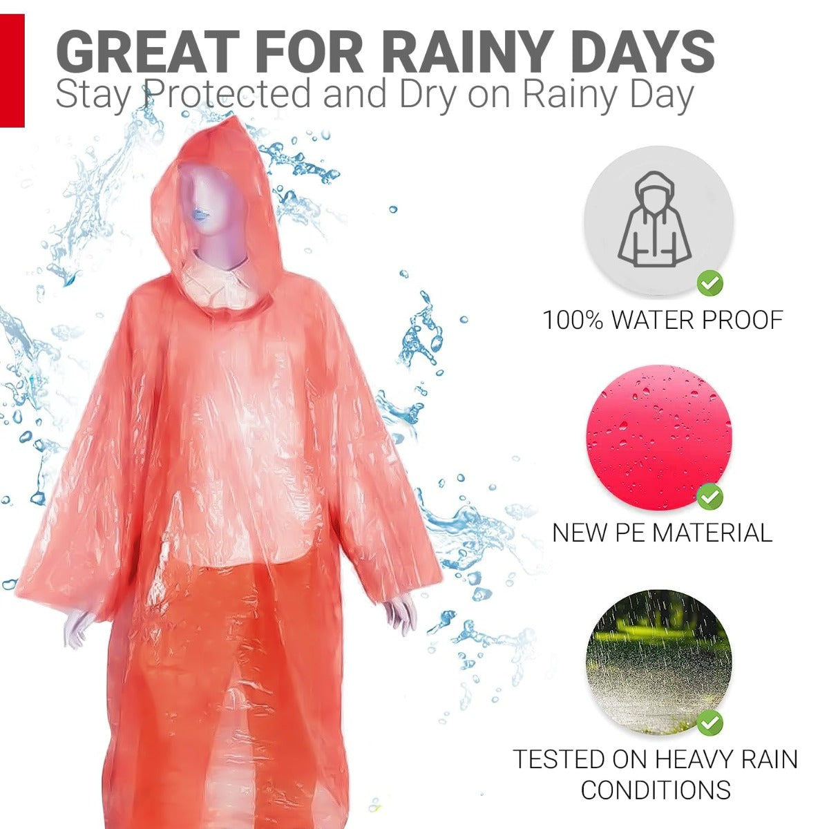 Dmart Online Disposable RAIN Coat Free Size Set of 3 pc