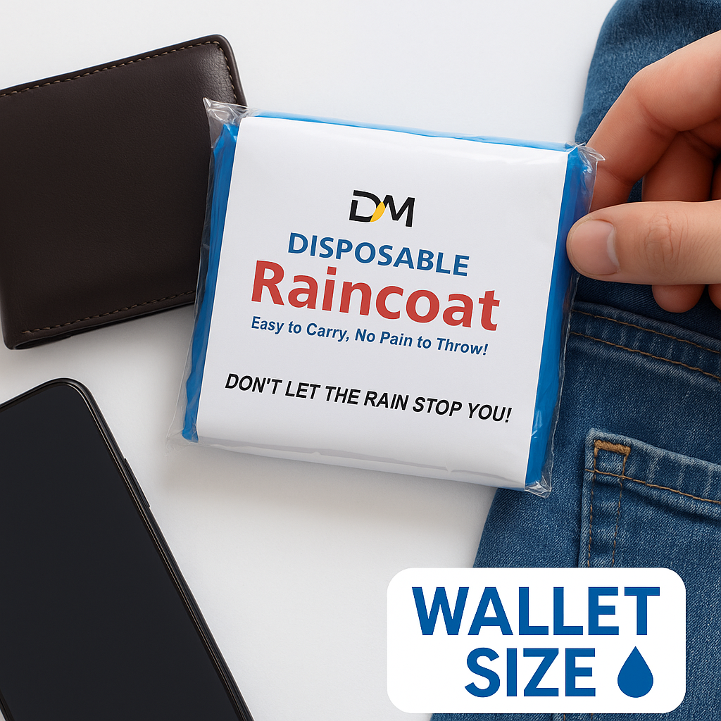 DMart Online (Set of 2pc) Disposable & Foldable Pocket RAIN Coat Poncho | PREMIUM Quality