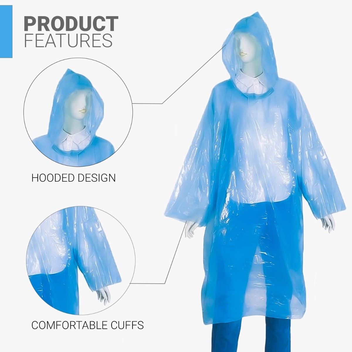 Dmart Online Disposable RAIN Coat Free Size Set of 3 pc