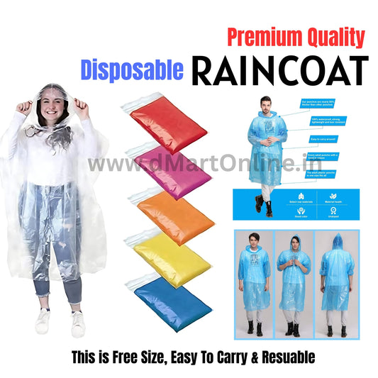 Dmart Online Disposable RAIN Coat Free Size Set of 5pc