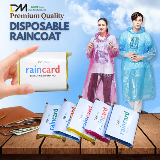 DMart Online Disposable RAIN Coat Poncho | PREMIUM Quality | Free Size (Set of 5pc)